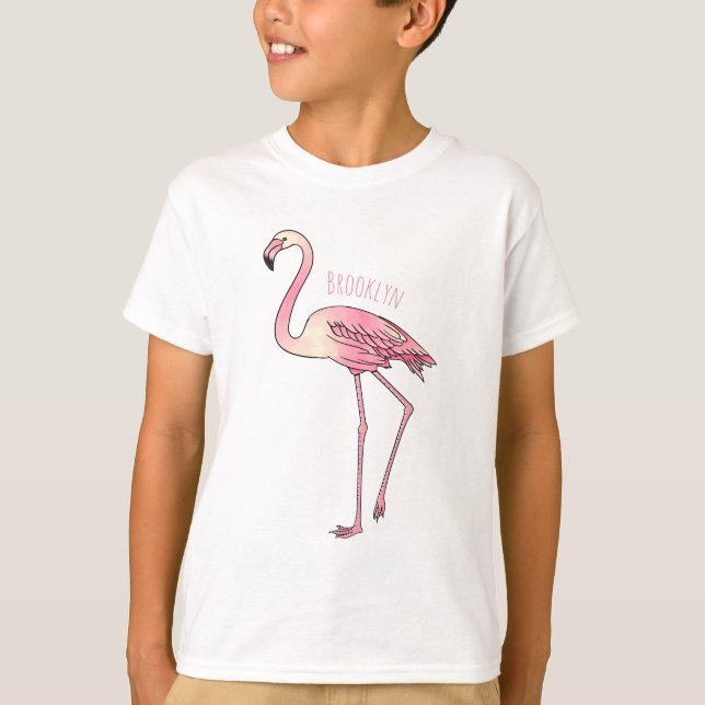Flamingo bird cartoon illustration  T-Shirt (Front)