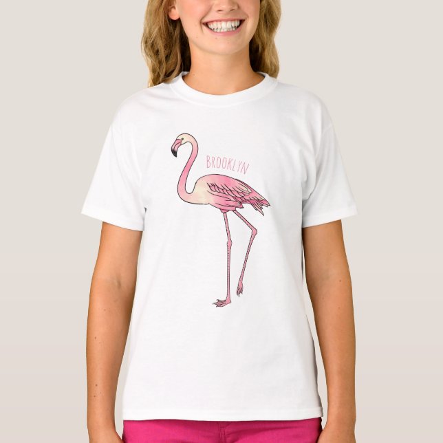 Flamingo bird cartoon illustration  T-Shirt (Front)