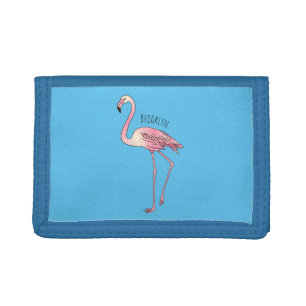 Flamingo bird cartoon illustration  trifold wallet