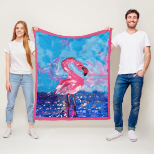 Flamingo Bird Fleece Blanket