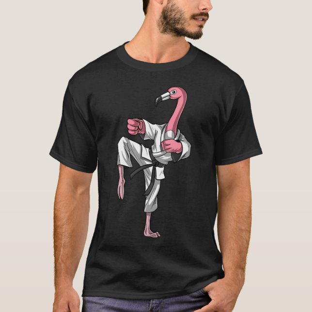 Flamingo Bird Karate T-Shirt (Front)