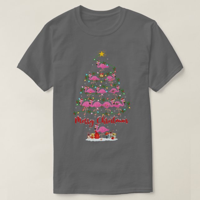 Flamingo Bird Lover Matching Santa Flamingo Christ T-Shirt (Design Front)