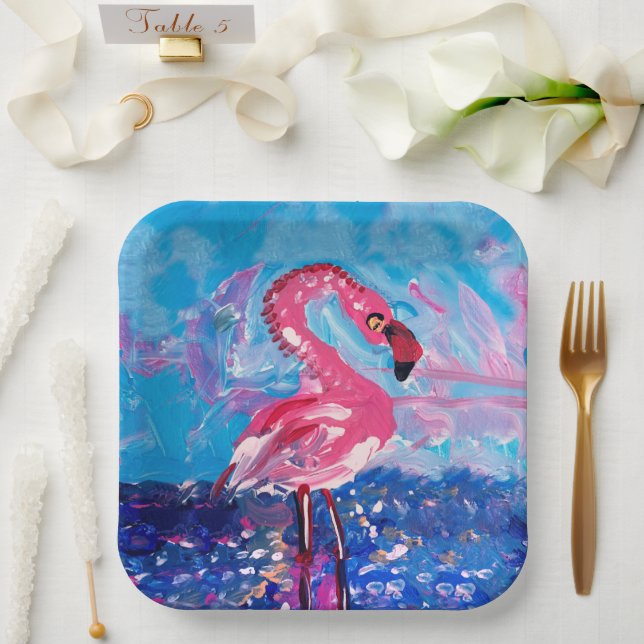 Flamingo Bird Paper Plates (Wedding)