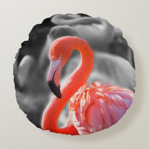 Flamingo Bird Photography Round Pillow