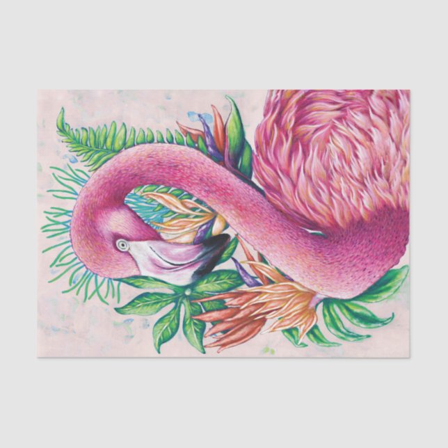 Flamingo Bird Tropical Floral Funny Tissue Paper (Front)