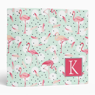 Flamingo Bird With Feathers   Add Your Initial Binder