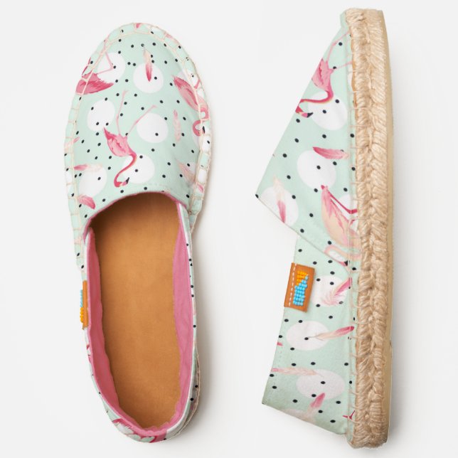 Flamingo Bird With Feathers | Add Your Initial Espadrilles (Side)