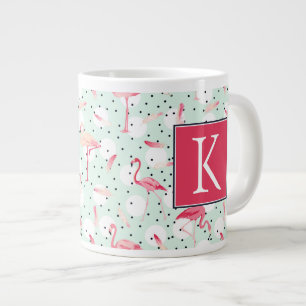 Flamingo Bird With Feathers Add Your Initial Giant Coffee Mug