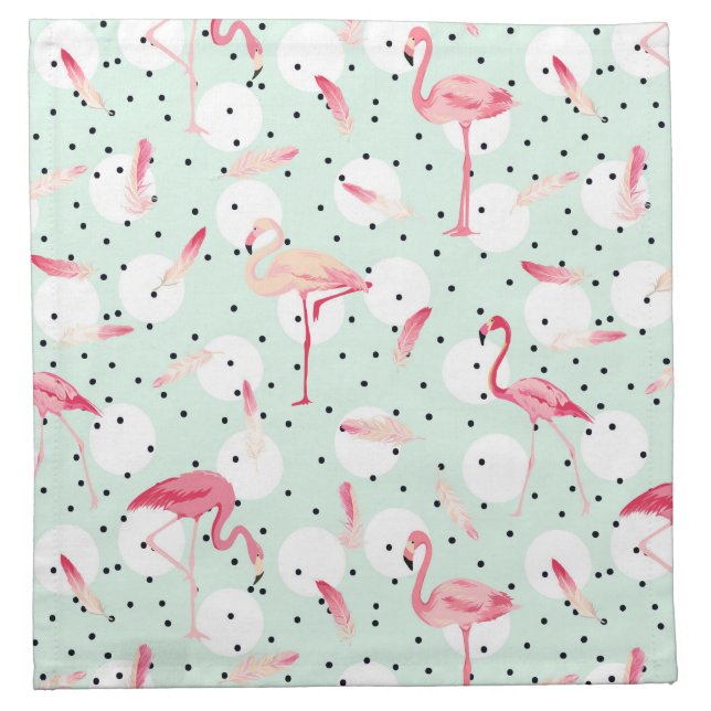 Flamingo Bird With Feathers Cloth Napkin (Front)