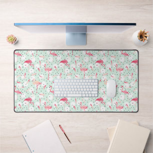Flamingo Bird With Feathers Desk Mat