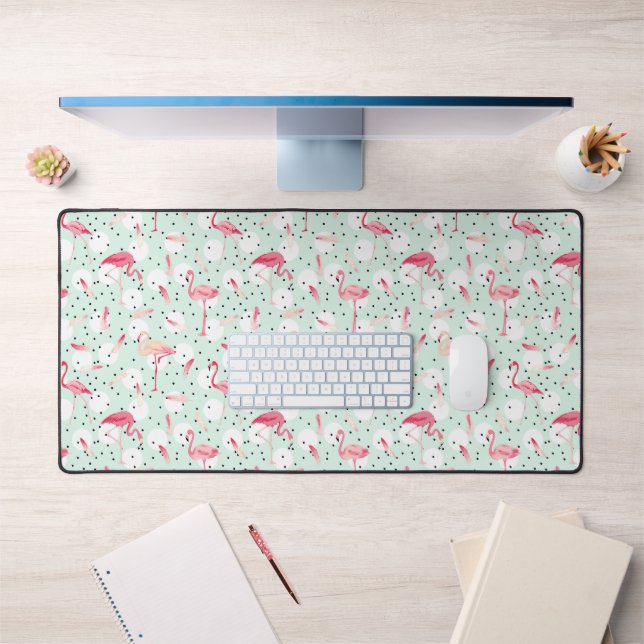 Flamingo Bird With Feathers Desk Mat (Office 1)