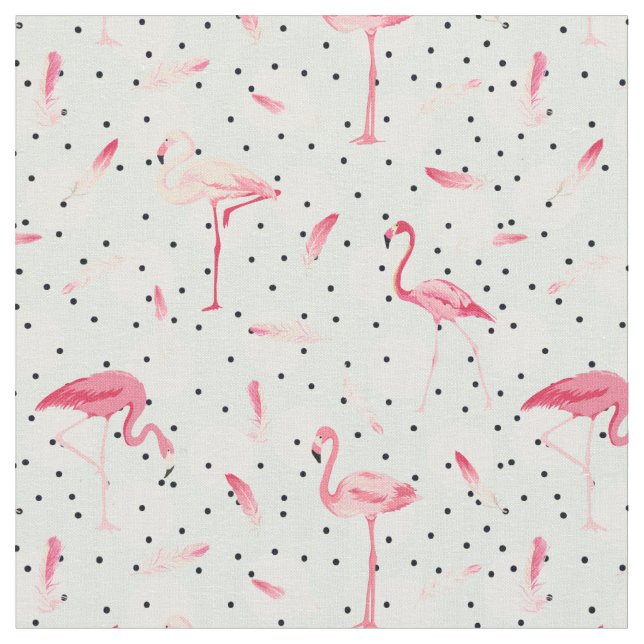 Flamingo Bird With Feathers Fabric (Close Up)