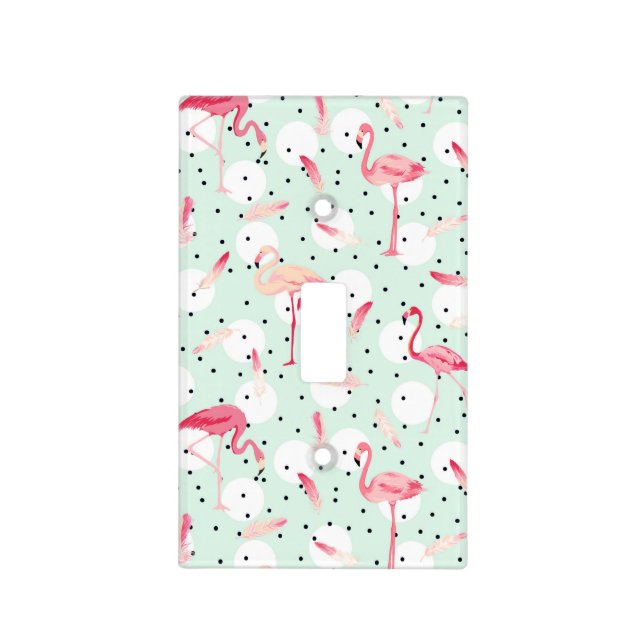 Flamingo Bird With Feathers Light Switch Cover (Front)