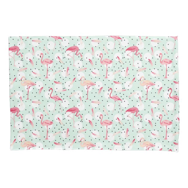 Flamingo Bird With Feathers Pillow Case (Front-Left)