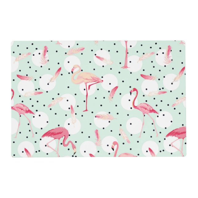 Flamingo Bird With Feathers Placemat (Front)
