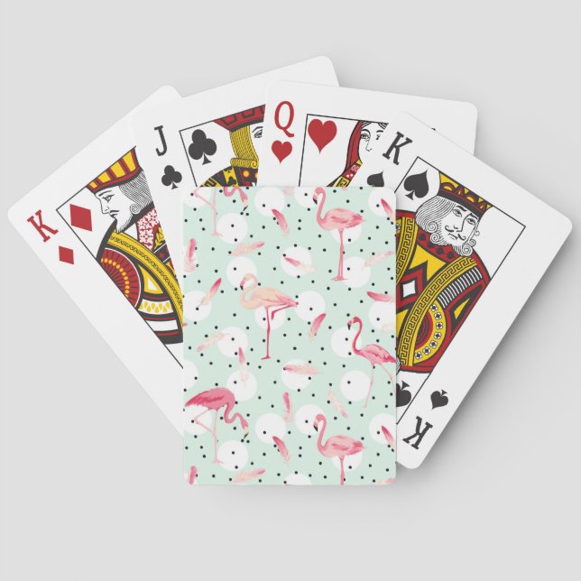 Flamingo Bird With Feathers Poker Cards (Back)