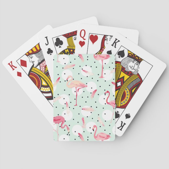 Flamingo Bird With Feathers Poker Cards (Back)