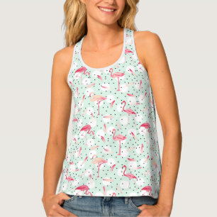 Flamingo Bird With Feathers Tank Top