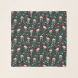Flamingo Birds 20s Deco Ferns Pattern Black Pink Scarf<br><div class="desc">This elegant flamingo bird pattern scarf has an original design made in a retro 20s Art Deco style. The bright pink flamingos rest against a background that includes fern fronds in bold colors and geometric rectangular shapes in shades of teal green / turquoise blue, all on a backdrop of black....</div>