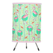 Flamingo Birds 20s Deco Tropical | Pink Lt Green Tripod Lamp (Front)