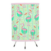 Flamingo Birds 20s Deco Tropical | Pink Lt Green Tripod Lamp (Back)