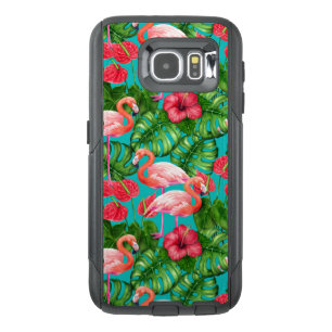 Flamingo birds and tropical garden watercolor OtterBox samsung galaxy s6 case