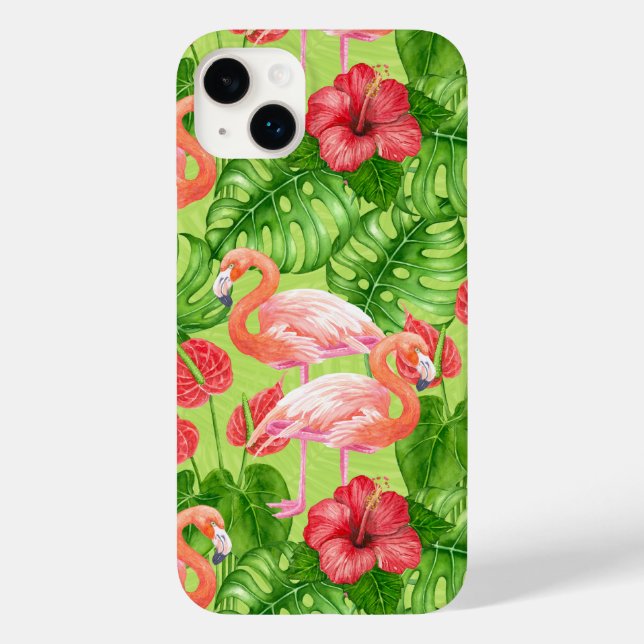 Flamingo birds and tropical plants Case-Mate iPhone case (Back)