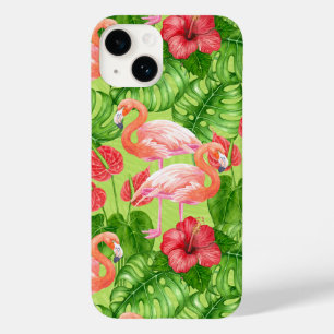 Flamingo birds and tropical plants Case-Mate iPhone 14 case
