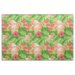 Flamingo birds and tropical plants fabric