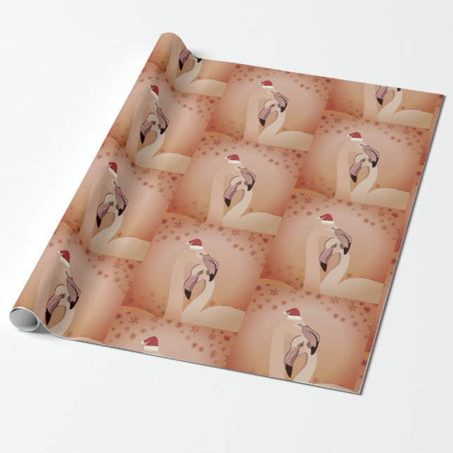 Flamingo Birds  Christmas Wrapping Paper (Unrolled)