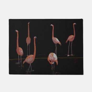 Flamingo Birds Doormat by MannzMats at Zazzle