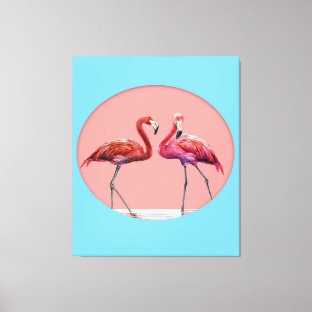 Flamingo Birds In Water | Gift For Flamingo Lovers Canvas Print (Front)