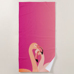 Flamingo Birds Love, Flamingo Art Beach Towel