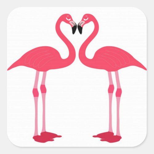 flamingo_birds_love_ square sticker