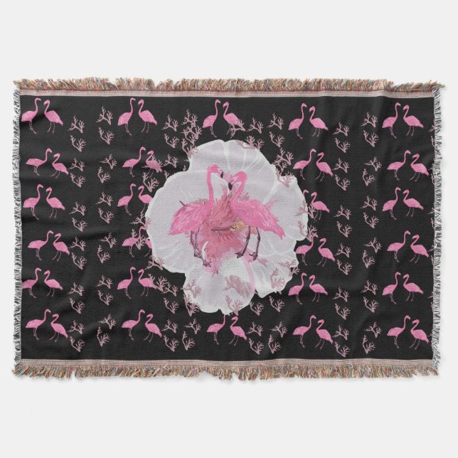 Flamingo Birds Throw Blanket (Front)