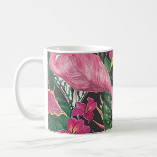 Flamingo Birds Tropical Watercolor Pattern Coffee Mug