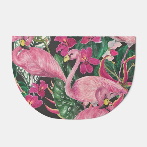Flamingo Birds Tropical Watercolor Pattern Doormat