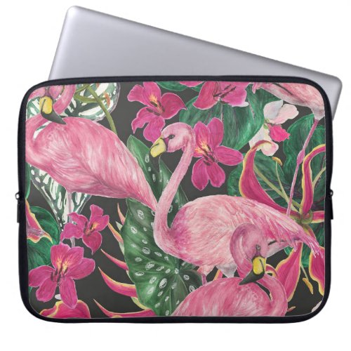 Flamingo Birds Tropical Watercolor Pattern Laptop Sleeve