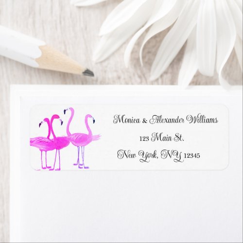 Flamingo Birds Watercolor Return Address Wedding L Label