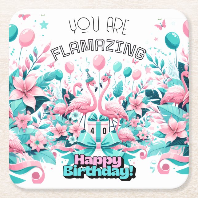 Flamingo Birthday Coasters (Front)