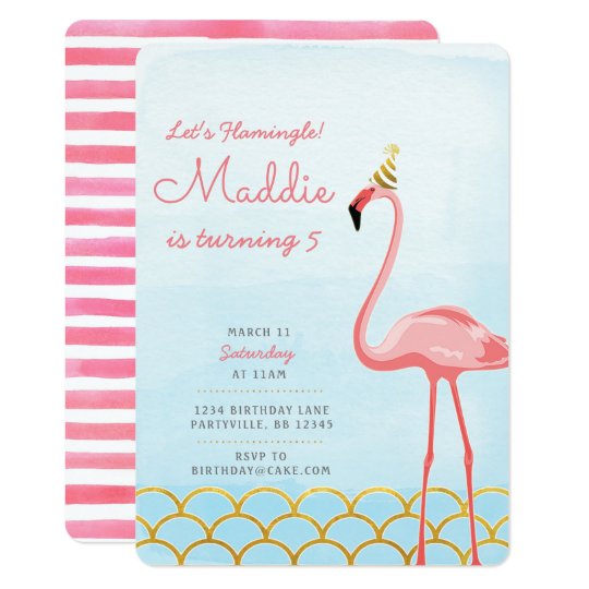 flamingo birthday invitation zazzle com