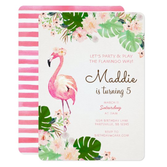 flamingo birthday invitation zazzle com