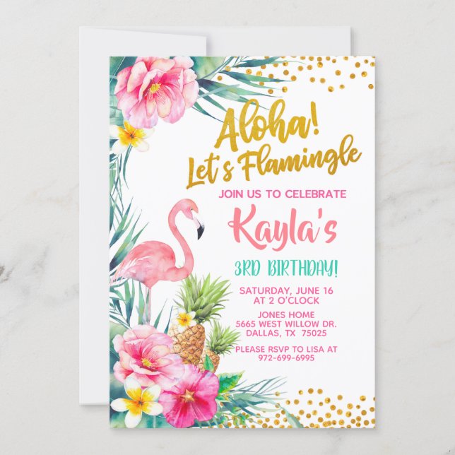 Flamingo Birthday Invitation (Front)
