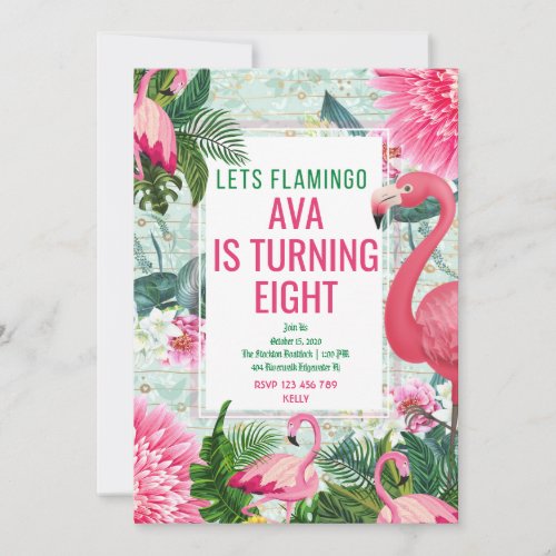 Flamingo Birthday Invitation Card