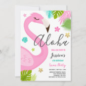 Flamingo Birthday Invitation Hawaiian Luau Party | Zazzle