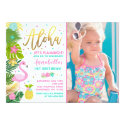 Flamingo Birthday Invitation Topical Luau Party