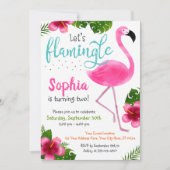 Flamingo Birthday Invitation Tropical Summer Girl (Front)