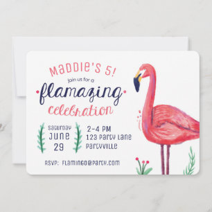 Flamingo Birthday Invitations