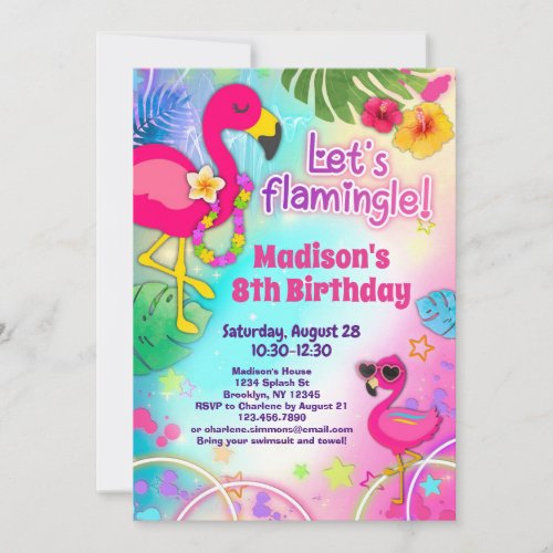 Flamingo Birthday Invitations _ Lets Flamingle