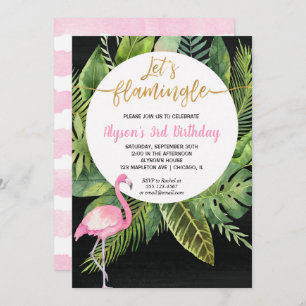 Flamingo birthday invitations, Let's flamingle Invitation